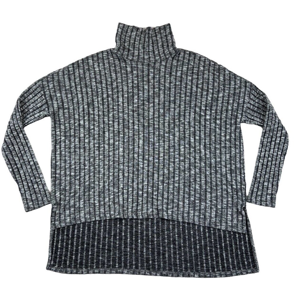 American Eagle Sweater Womens Small Green Ribbed Turtle Neck High Low Stretch